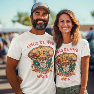 Cinco de Mayo Chihuahua Wearing Sombrero & Serape T-Shirt