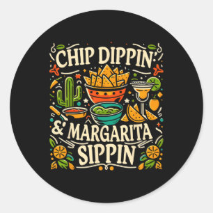 Cinco De Mayo - Chip Dipping And Margarita Sipping Classic Round Sticker