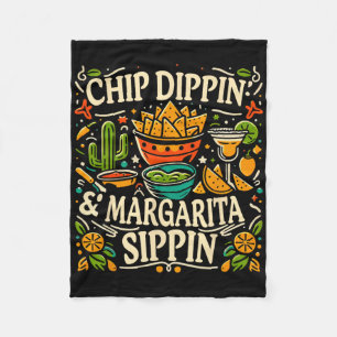 Cinco De Mayo - Chip Dipping And Margarita Sipping Fleece Blanket