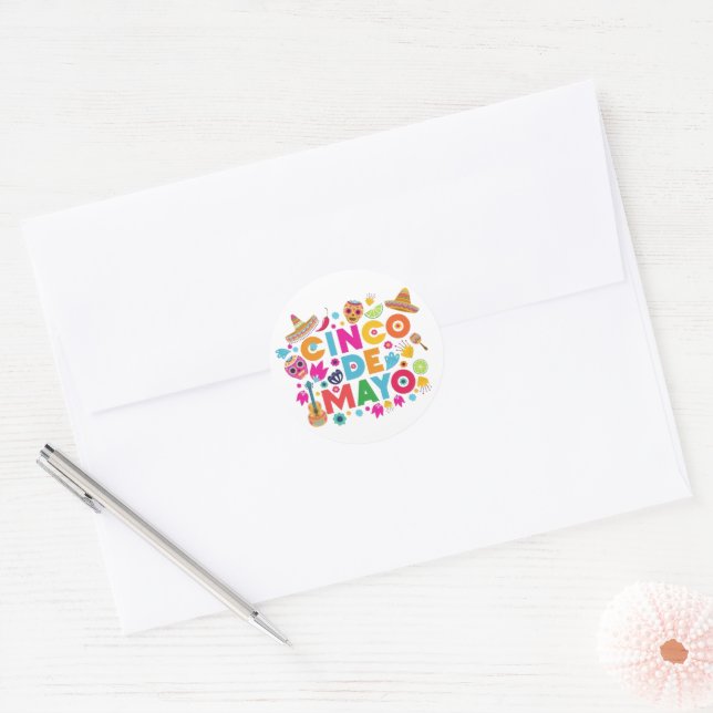 Cinco De Mayo Classic Round Sticker (Envelope)
