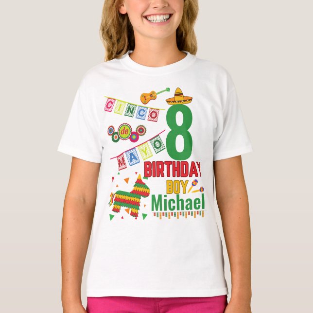 Cinco de Mayo Colourful Birthday Boy Fiesta Party  T-Shirt (Front)
