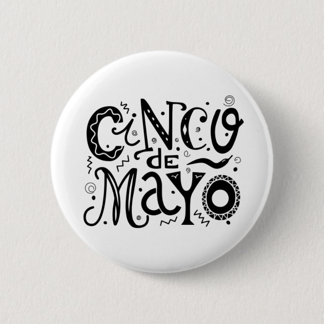 Cinco De Mayo Cool Typography 6 Cm Round Badge (Front)
