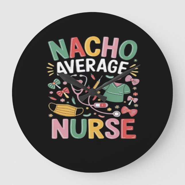 Cinco De Mayo Coquette Bow Nacho Average Nurse Nur Large Clock (Front)