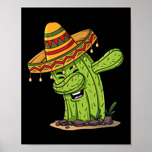 Cinco de Mayo Dabbing Cactus Fun Boys Kids  Poster (Front)