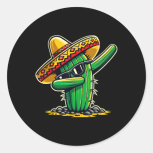 Cinco De Mayo Dabbing Cactus Funny Mexican Boys To Classic Round Sticker