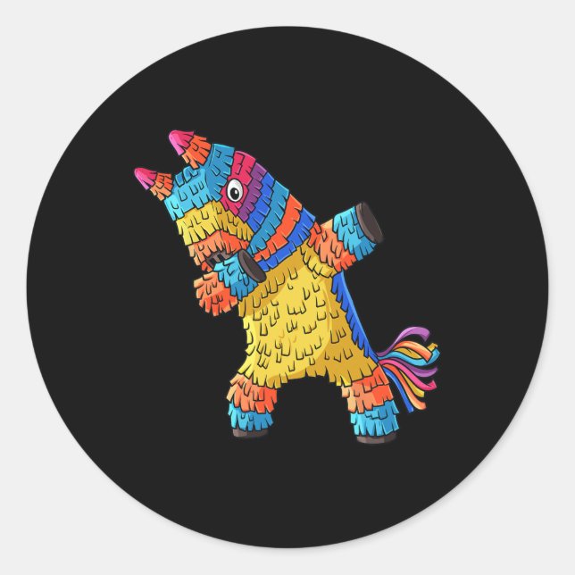 Cinco de Mayo Dabbing Donkey Pinata Fun Mexican Da Classic Round Sticker (Front)