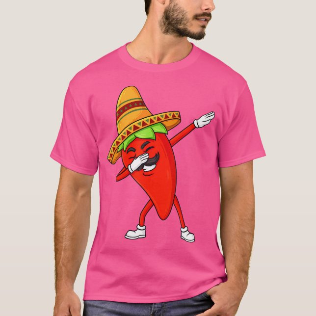 Cinco De Mayo Dabbing Hot Jalapeno Pepper Funny Bo T-Shirt (Front)