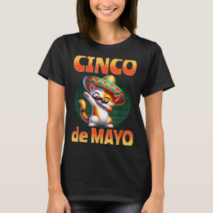 Cinco de Mayo Dabbing Kitty Cat Kitten Moustache T-Shirt