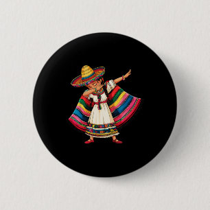 Cinco De Mayo Dabbing Mexican Girls Sombrero Ponch 6 Cm Round Badge