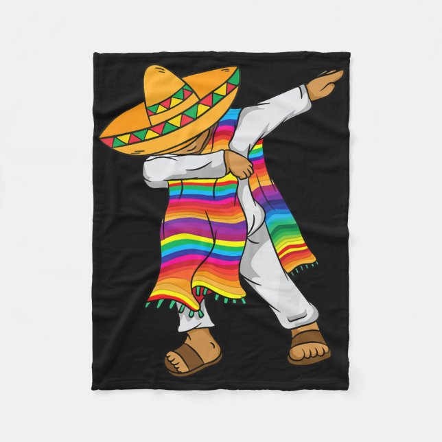 Cinco De Mayo Dabbing Mexican Poncho Kids Toddler  Fleece Blanket (Front)