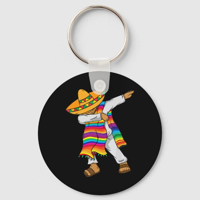 Cinco De Mayo Dabbing Mexican Poncho Kids Toddler  Key Ring (Front)