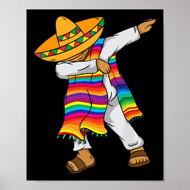 Cinco De Mayo Dabbing Mexican Poncho Kids Toddler  Poster (Front)