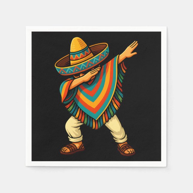 Cinco de Mayo Dabbing Mexican Poncho Napkin (Front)