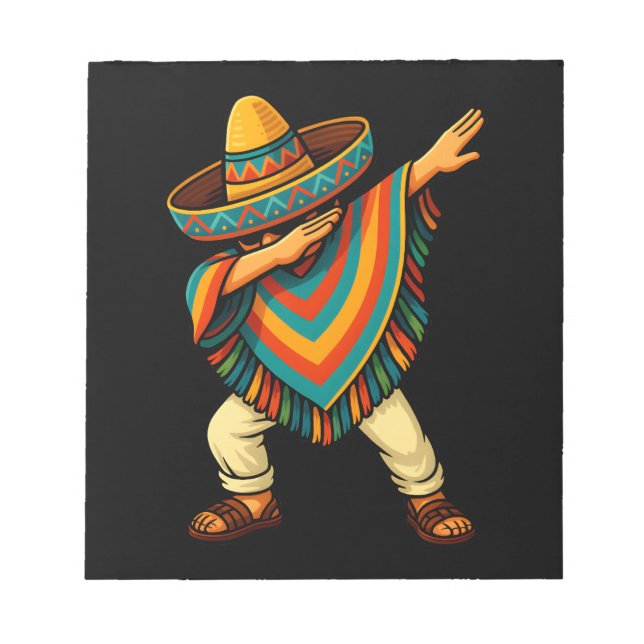 Cinco de Mayo Dabbing Mexican Poncho Notepad (Front)