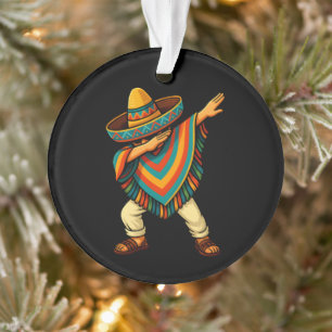Cinco de Mayo Dabbing Mexican Poncho Ornament