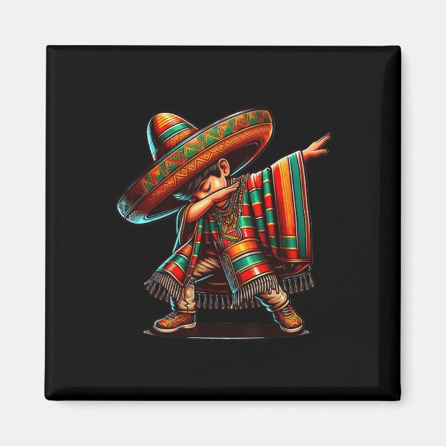 Cinco De Mayo Dabbing Mexican Poncho Sombrero Dab  Magnet (Front)