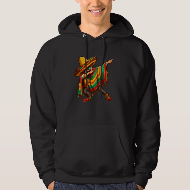 Cinco de Mayo Dabbing Mexican Poncho Sombrero Hat  Hoodie (Front)