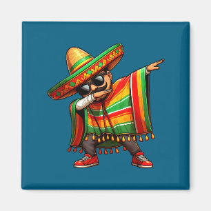Cinco de mayo dabbing mexican poncho sombrero hat magnet