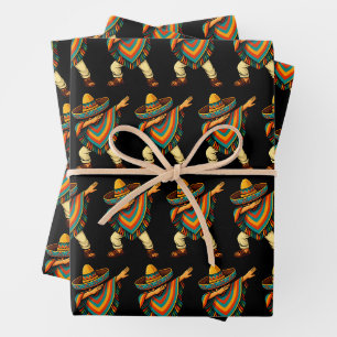 Cinco de Mayo Dabbing Mexican Poncho Wrapping Paper Sheet