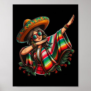 Cinco De Mayo Dabbing Mexican Women Funny Cinco De Poster