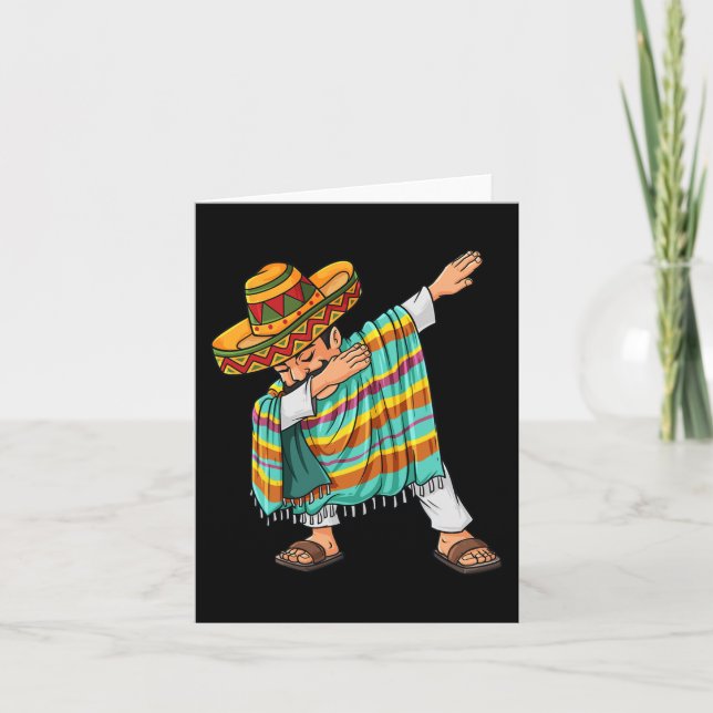Cinco de Mayo Dabbing Poncho Sombrero Fun Mexican  Card (Front)