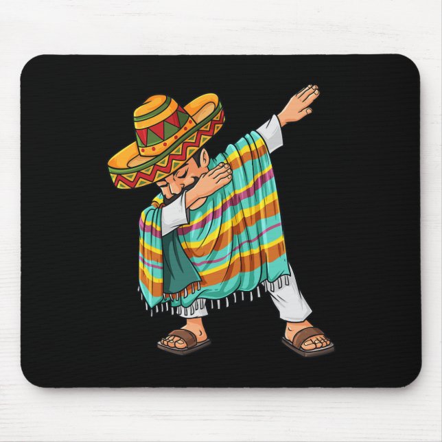 Cinco de Mayo Dabbing Poncho Sombrero Fun Mexican  Mouse Mat (Front)