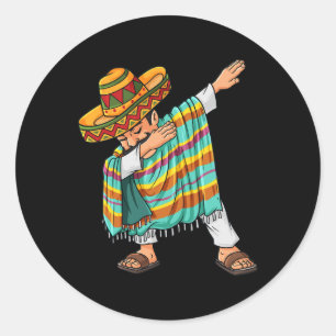 Cinco De Mayo Dabbing Poncho Sombrero Funny Mexica Classic Round Sticker