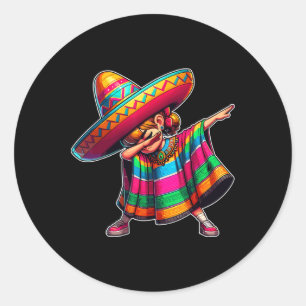 Cinco De Mayo Dabbing Poncho Sombrero Mexican Dab Classic Round Sticker