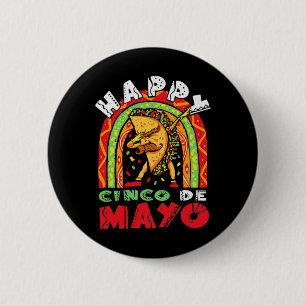 Cinco De Mayo Dabbing Taco Rainbow Mexican Festiva 6 Cm Round Badge