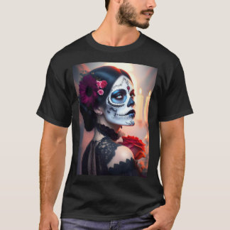 Cinco de Mayo Day of the Dead Beauty with Rose ART T-Shirt
