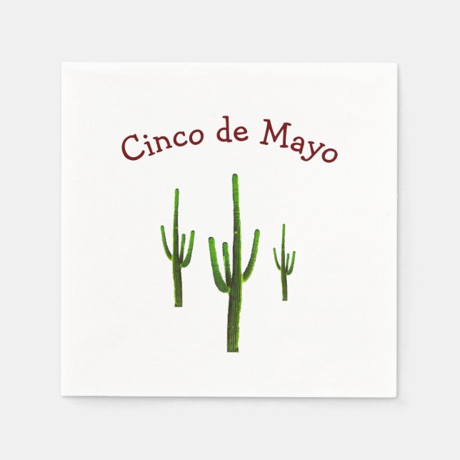 Cinco de Mayo Desert Saguaro Cactus Napkin (Front)