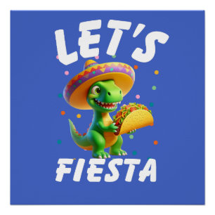 Cinco de Mayo dinosaur eating taco Poster