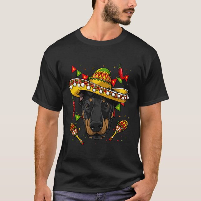 Cinco De Mayo Dobermann Men Women Kids Sombrero T-Shirt (Front)
