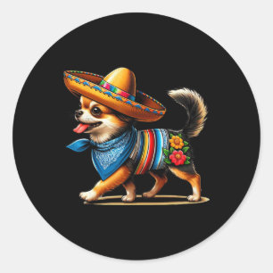Cinco De Mayo Dog Funny Chihuahua Cool Mexican Fie Classic Round Sticker