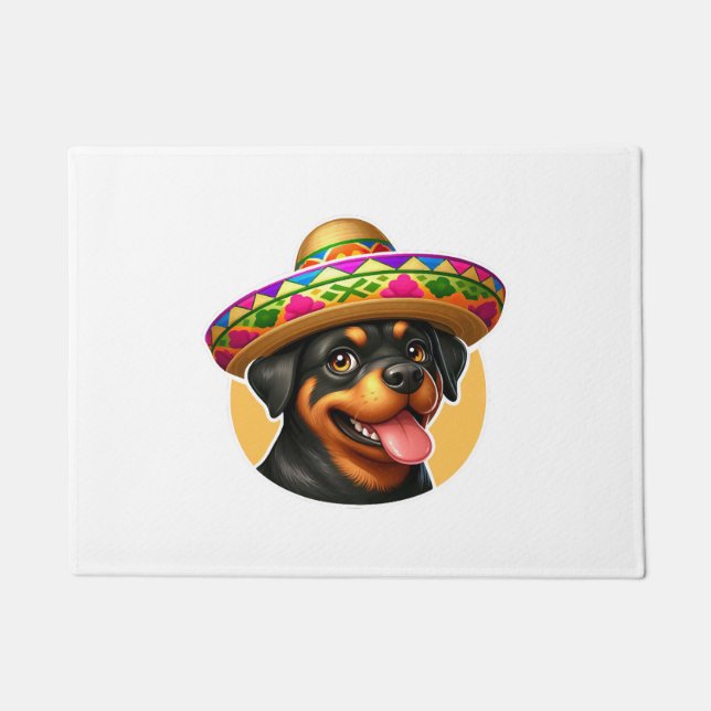 Cinco de Mayo Dog Rottweiler Mexico Doormat (Front)