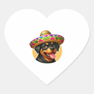 Cinco de Mayo Dog Rottweiler Mexico Heart Sticker