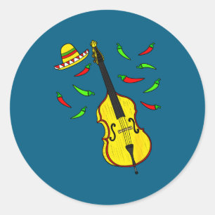 Cinco de mayo double bass bassist mexican musician classic round sticker