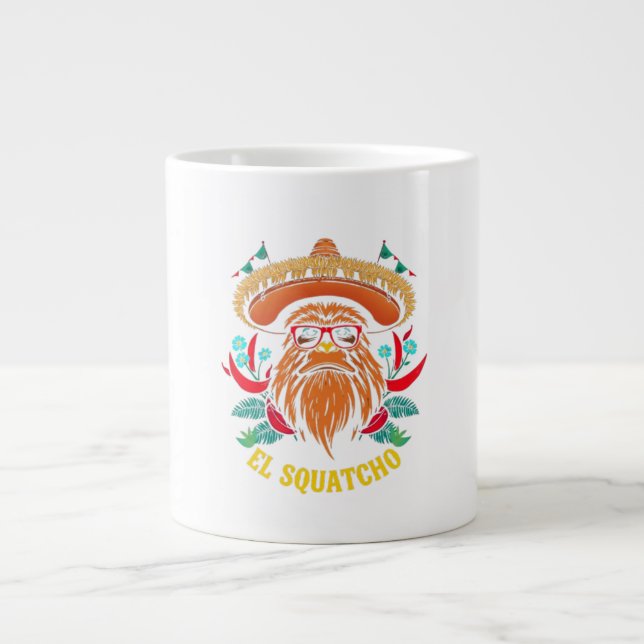 Cinco de Mayo EL SQUATCHO Funny Bigfoot Fiesta  Large Coffee Mug (Front)