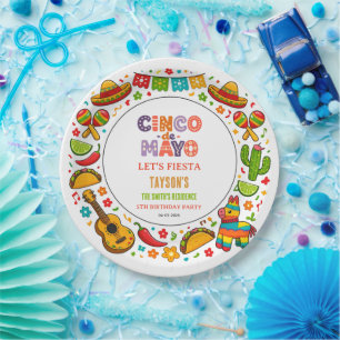 Cinco de Mayo Fiesta – Colorful Party Celebration Paper Plate