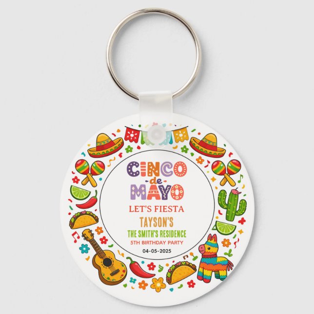 Cinco de Mayo Fiesta – Colourful Party Celebration Key Ring (Front)