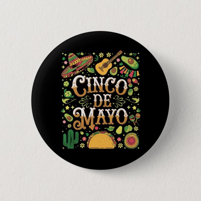 Cinco De Mayo Fiesta Cute Party Elements 6 Cm Round Badge (Front)