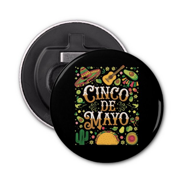 Cinco De Mayo Fiesta Cute Party Elements Bottle Opener (Front)