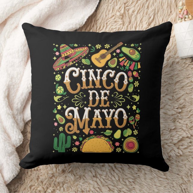 Cinco De Mayo Fiesta Cute Party Elements Cushion (Blanket)