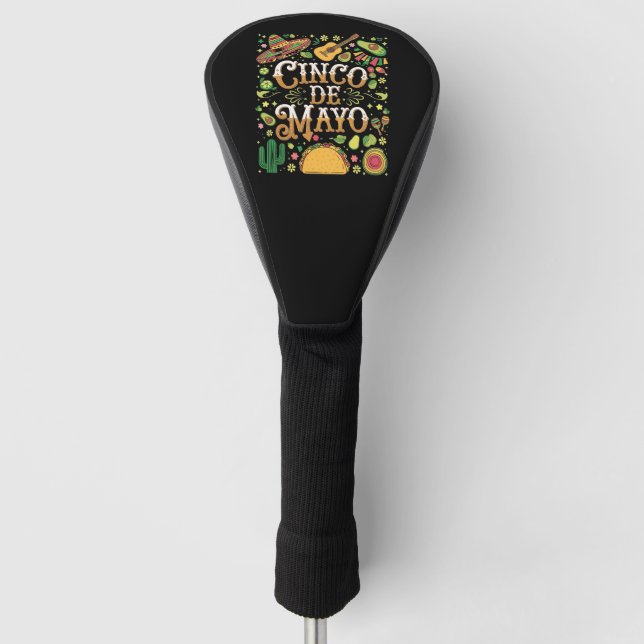 Cinco De Mayo Fiesta Cute Party Elements Golf Head Cover (Front)