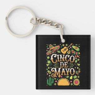Cinco De Mayo Fiesta Cute Party Elements Key Ring