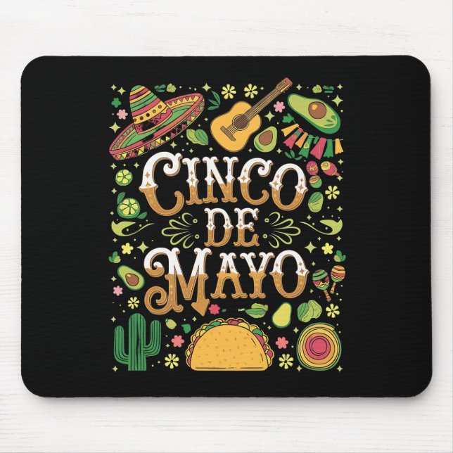 Cinco De Mayo Fiesta Cute Party Elements Mouse Mat (Front)
