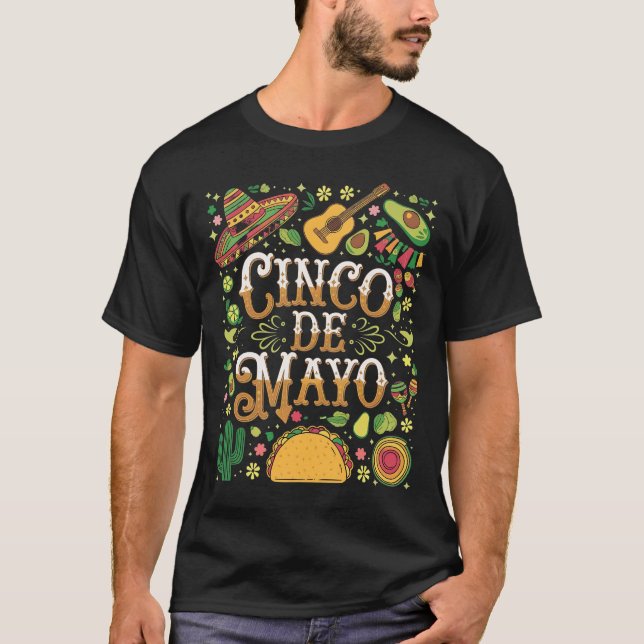 Cinco De Mayo Fiesta Cute Party Elements T-Shirt (Front)