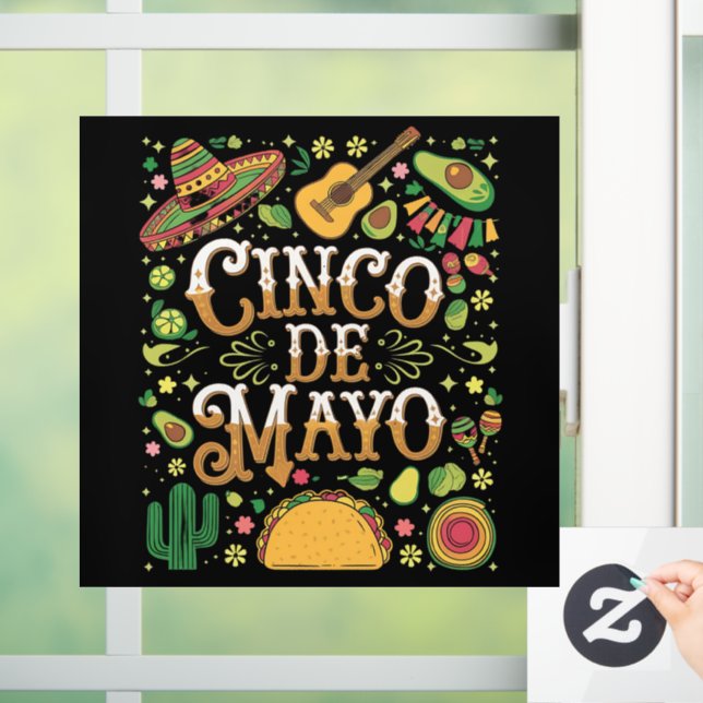 Cinco De Mayo Fiesta Cute Party Elements Window Cling (Home)