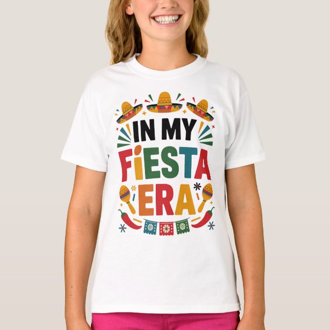 Cinco de Mayo Fiesta Look with Sombreros T-Shirt (Front)
