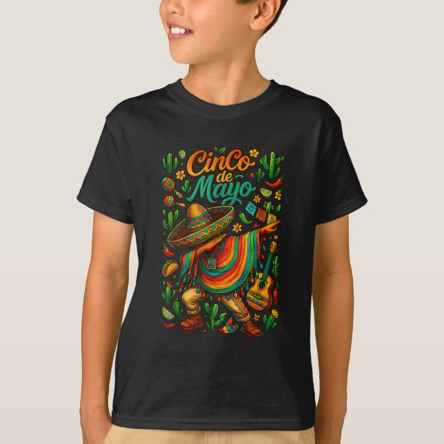 Cinco De Mayo Fiesta Mexican Boy Poncho Party For  T-Shirt (Front)